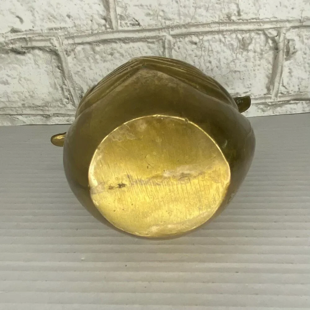 Midcentury Brass Double Swan Vase Planter Art Deco Hollywood Regency...7.5